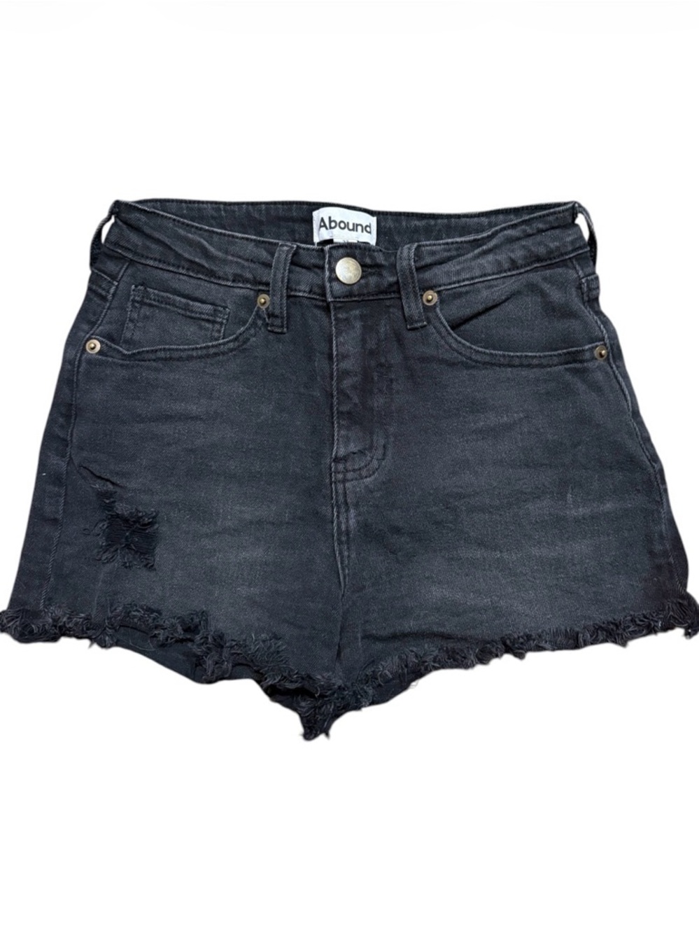 Abound Black High-Rise Frayed Hem Jean Shorts